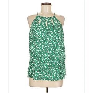 NWT PAPERMOON Women’s Sleeveless High Neck Tank Top Blouse Leaf Print Green XXL
